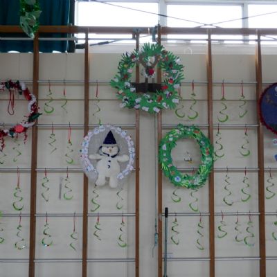 Christmas wreaths - each one created by a different class.