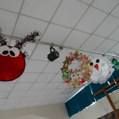 Christmas wreaths - each one created by a different class.