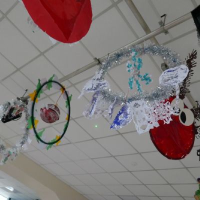 Christmas wreaths - each one created by a different class.