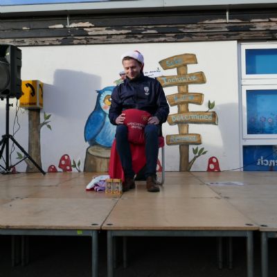 Mr Stevens enjoying his leaving chair.